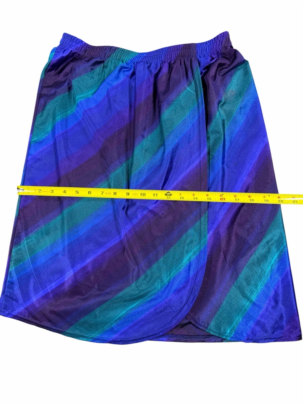 JANTZEN CLASSICS Swim Vintage Blue & Teal Diagonal Stripe Athletic / Swim Skirt - Picture 8 of 11